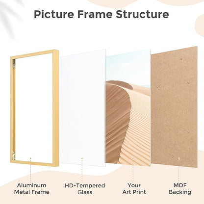 20x27 Metal Picture Frame - Gold Aluminum Picture Frames with Real Glass, Wall Mounting Horizontally or Vertically, Diploma, Certificates and Decor for Wall Gallery 27x20 Frame, Gold