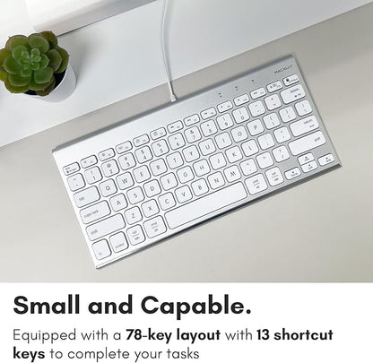 Macally Wired Keyboard for Mac | Compatible Apple Keyboard (78 Keys, Plug and Play USB) Compatible with MacBook Pro/Air, iMac, Mac mini/Pro, Laptop, Computer Desktop
