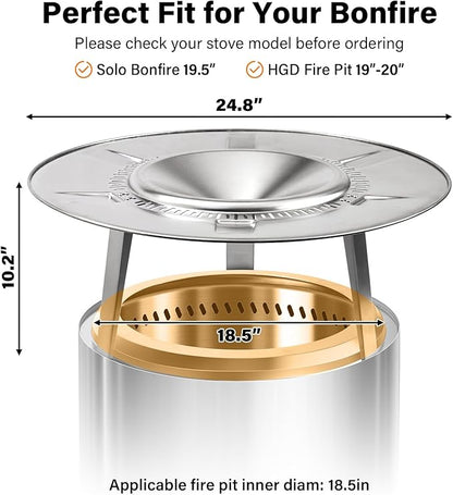 HGD 20" Smokeless Firepit with Heat Deflector, Stainless Steel Wood Burning Fire Pit for Friends & Family Gatherings, Secondary Combustion Outdoor Patio Stove for Garden BBQ & Bonfire