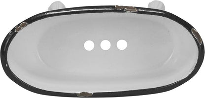 Foreside Home and Garden Black Rim White Enamel Bathtub Soap Dish - Foreside Home & Garden 5.5 x 2.75 x 2.75