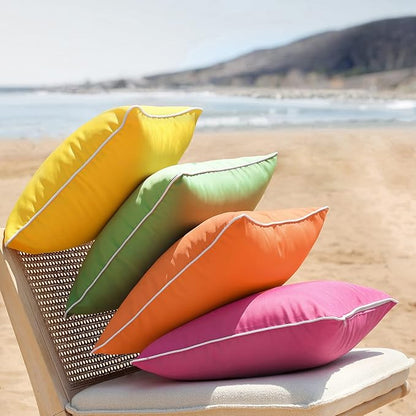 Phantoscope Pack of 2 Outdoor Waterproof Solid Throw Decorative Pillow Cover Decorative Square Outdoor Pillows Cushion Case Patio Pillows for Couch Tent Sunbrella, Orange 12x20 inches 30x50 cm