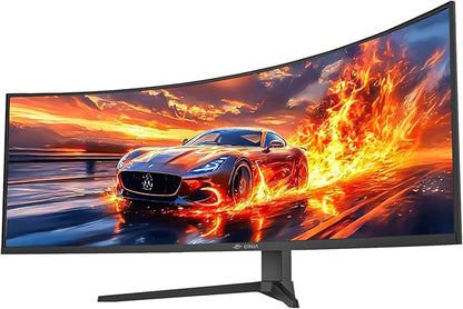 CRUA 49" Curved Gaming Monitor | DQHD(5120 * 1440), 144Hz/165Hz, 1500R, 32:9, AMD FreeSync, 120% sRGB, Height Adjustable Ultra-Wide Screen Monitors, HDMI 2.1 & DP 1.4, Wall Mount Install- Black