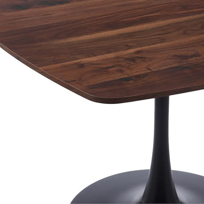 42 Inch Walnut Square Dining Table for 4-6 Person,Mid-Century Brown Tulip Table Kitchen Dining Table with MDF Tabletop and Pedestal Base for Home Kitchen