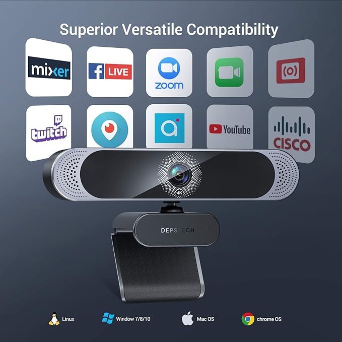 DEPSTECH 4K Webcam, DW49 HD 8MP Equipped
