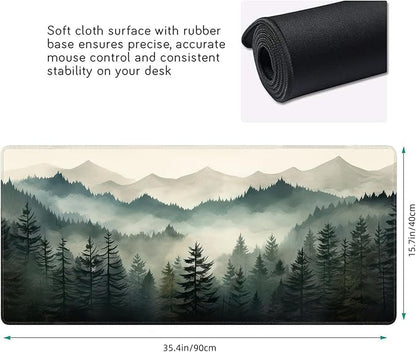 Misty Forest Large Mouse Pad, Gaming Keyboard Desk Pad, Extended Mouse Mat