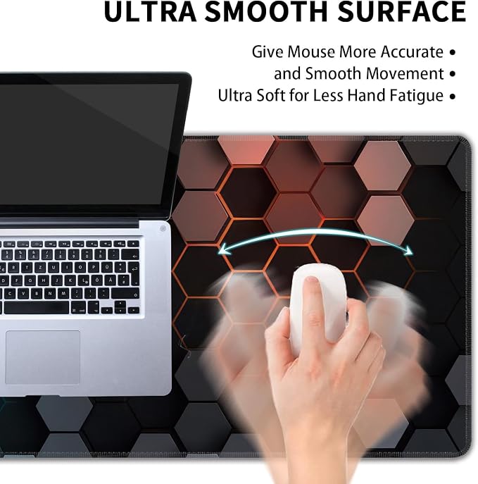 Hexagon Honeycomb Large Mouse Pad, Gaming Keyboard Desk Pad, Extended Mouse Mat