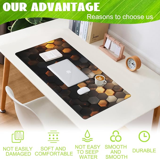 Desk Mat - Golden Honeycomb Technology Large Gaming Mouse Pad