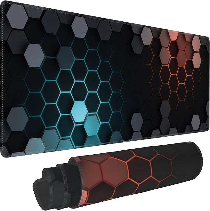 Hexagon Honeycomb Large Mouse Pad, Gaming Keyboard Desk Pad, Extended Mouse Mat