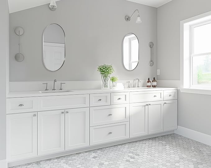 ANDY STAR Chrome Oval Mirror for Bathroom, 20x33 Inch Pill-Shaped Chrome Mirrors for Wall in Thin Frame Deep 1’’ Ideal for Limited Space
