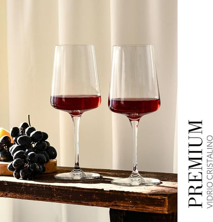 Krosno Red Wine Glasses | Elegant Design | Set of 6 | 16.9 oz | Infinity Collection | Ideal for Home, Restaurants and Receptions | Dishwasher Safe | Lead-Free Crystal Glass