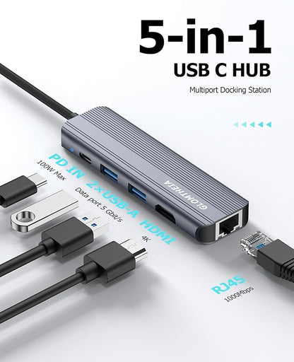 USB C Hub Ethernet HDMI Multiport Adapter
