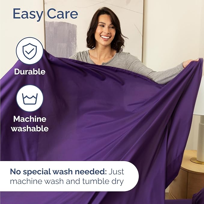 Twin Size 3 Piece Sheet Set - Comfy Breathable & Cooling Bed Sheets Set - Hotel Luxury Bedding for Women, Men, Kids, Teens, Boys & Girls - Deep Pockets, Ultra-Soft, Wrinkle Free - Oeko-Tex - Purple