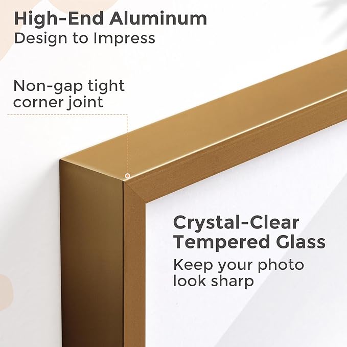 22x28 Metal Picture Frame For Wall With Mat For 18x24, 22''x28'' Aluminum Photo Frames With Tempered Glass, Minimalist Modern Poster Frame Horizontal And Vertical Formats, Bronze