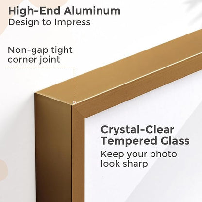 22x28 Metal Picture Frame For Wall With Mat For 18x24, 22''x28'' Aluminum Photo Frames With Tempered Glass, Minimalist Modern Poster Frame Horizontal And Vertical Formats, Bronze