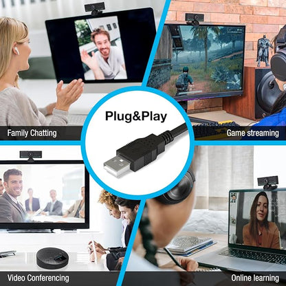 1080P Webcam with Microphone for Desktop, Computer Webcam Connect Bluetooth