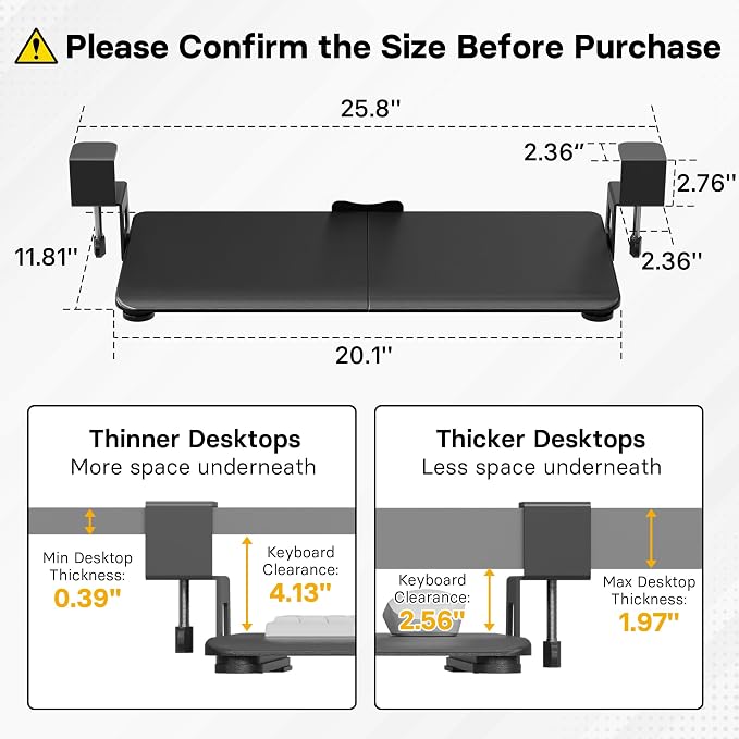 BONTEC KMT01-PJ Under Desk Keyboard Tray, Pull-Out Keyboard & Mouse Platform