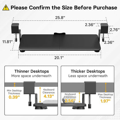 BONTEC KMT01-PJ Under Desk Keyboard Tray, Pull-Out Keyboard & Mouse Platform