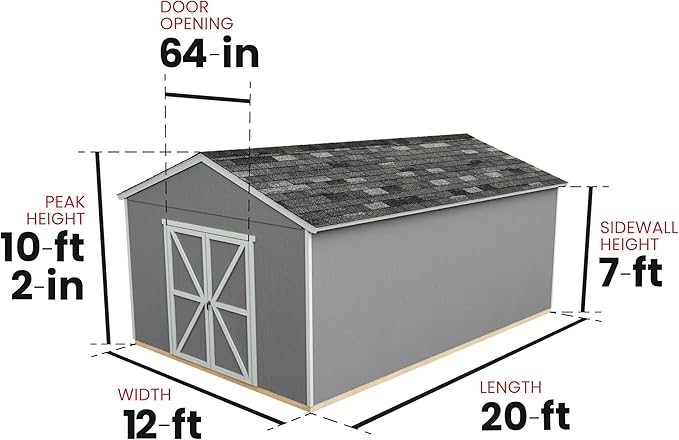 Handy Home Products Astoria 12x20 Do-It-Yourself Wooden Storage Shed with Floor Kit- Does not Include Paint or Roofing Shingles