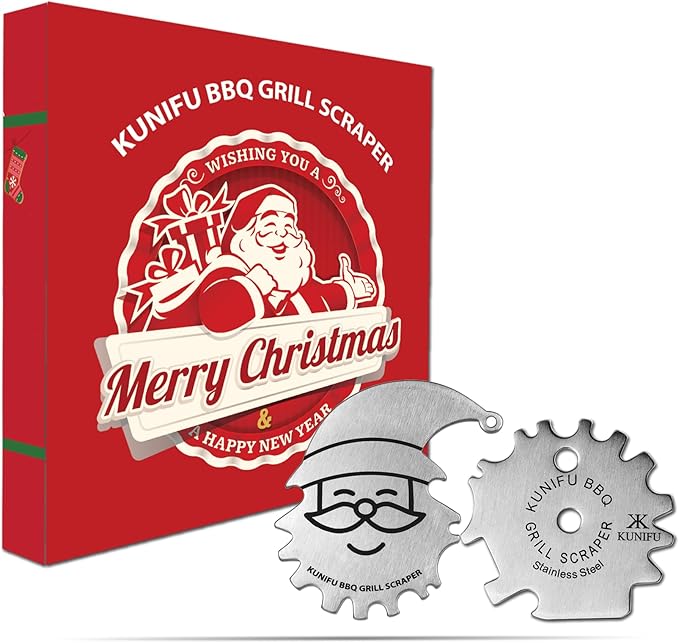 Stocking Stuffers, Ideal Gifts for Christmas, for Men, Dad, Husband, Boyfriend, Fathers Day, KUNIFU BBQ Grill Scraper, Gifts Box Sets 2PACK