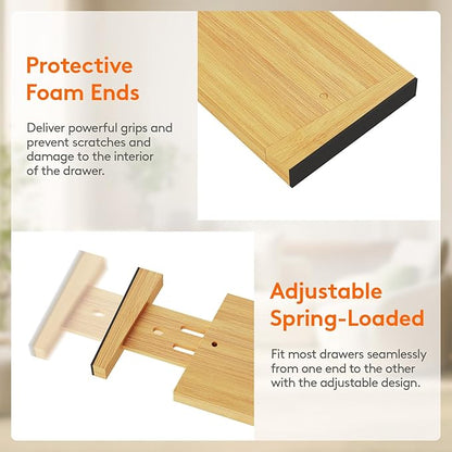 Lifewit 4" High 8 Pack Bamboo Drawer Dividers 43-54cm/17-21.5" Adjustable