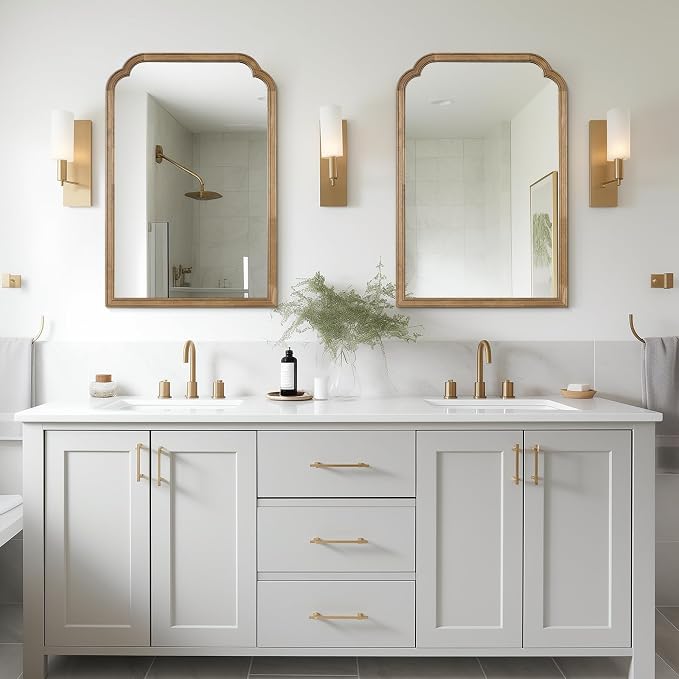 WallBeyond Wood Bathroom Mirrors for Wall Mounted, 24" x 36" Rustic Wood Frame Wall Mirrors Decorative for Living Room or Bedroom Vanity Mirror, Honey-Colored