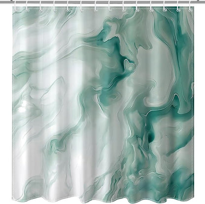 Mocsicka Shower Curtains for Bathroom, Teal Marble Shower Curtain for Bathroom, Abstract Teal and White Shower Curtain Modern Art Decor Waterproof Bath Curtain for Modern Bath Decor, 72 X 72 Inch