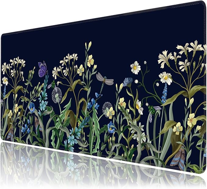 Weeds Flowers Large Mouse Pad, Gaming Keyboard Desk Pad, Extended Mouse Mat