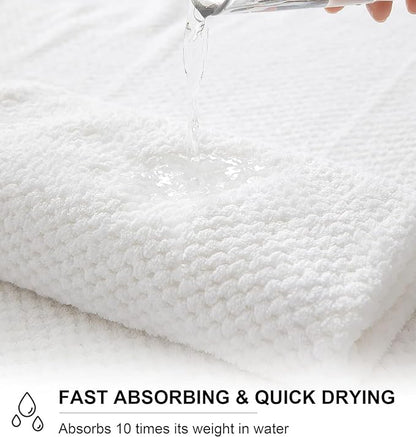 Smuge 8pcs Bath Towel Set, 2 Extra Large Bath Towel Sheets, 2 Hand Towels and 4 Washcloths- Highly Absorbent Microfiber,Ultra Soft Towel Set for Bathroom,Waffle Weave Design, Pack of 8 (White)
