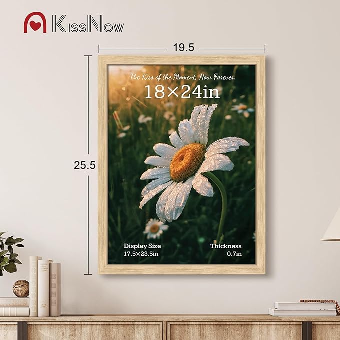 18x24 Poster Frame set of 4, Natural Oak Wood Picture Frame, Wall Hanging