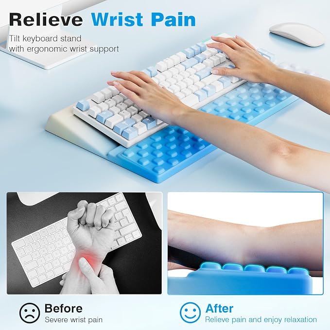 Ospelelf Ergonomic Keyboard Wrist Rest Pad Comfortable Keyboard Stand Riser
