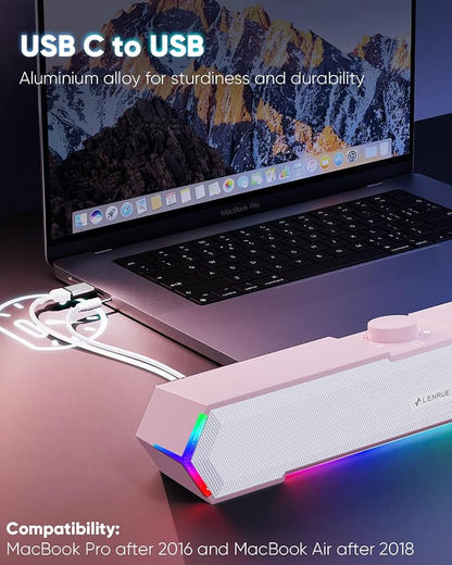 LENRUE G11 Computer Speakers for Desktop, Touch Lights PC Speakers
