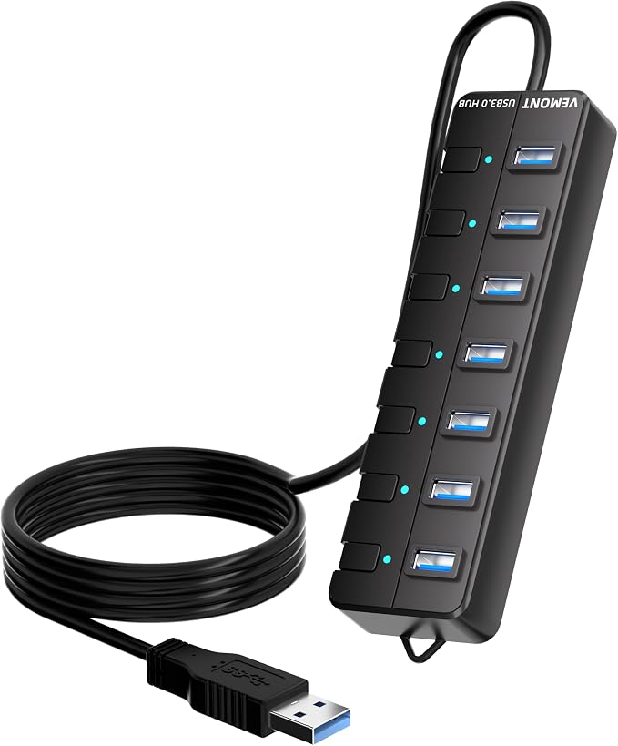 VEMONT 7-Port USB 3.0 Hub Suitable