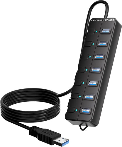 VEMONT 7-Port USB 3.0 Hub Suitable
