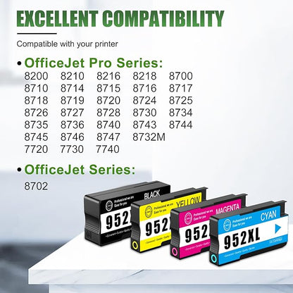 952XL High Yield Ink Cartridges Combo Pack Replacement