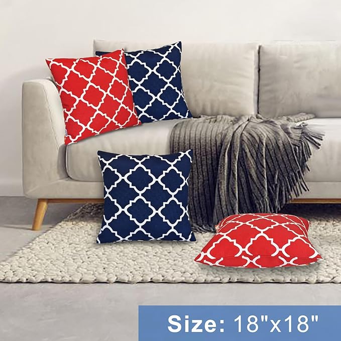 JMGBird 18×18 Inch Outdoor Lumbar Pillows Pack of 2 Colors Waterproof Throw Pillows with Insert Rectangular Decorative Garden Cushion for Home Furniture Patio Coach Sofa