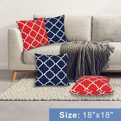 JMGBird 18×18 Inch Outdoor Lumbar Pillows Pack of 2 Colors Waterproof Throw Pillows with Insert Rectangular Decorative Garden Cushion for Home Furniture Patio Coach Sofa