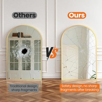 Sweetcrispy 22"x 30" Arched Gold Bathroom Mirrors for Wall | Bathroom Mirrors for over sink, Metal Framed with HD Shatter-Proof Glass for Entryway, Bedroom, Dressing Room, Home Decor