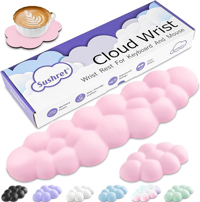 Cloud Wrist Rest Keyboard, Cloud Keyboard Wrist Pad Set