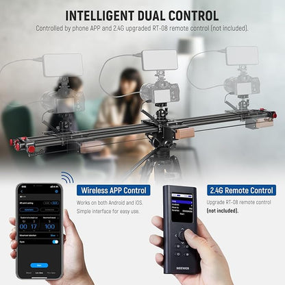 NEEWER 47.2"/120cm Motorized Camera Slider, App Wireless Control DSLR Carbon