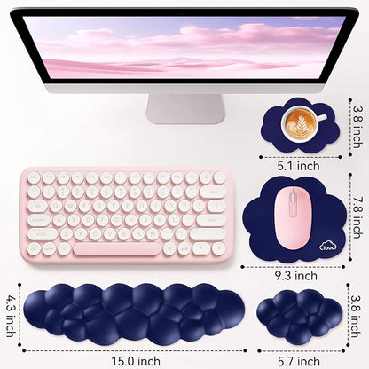 Cloud Wrist Rest for Computer Keyboard, 4-in-1 Memory Foam Leather Cloud