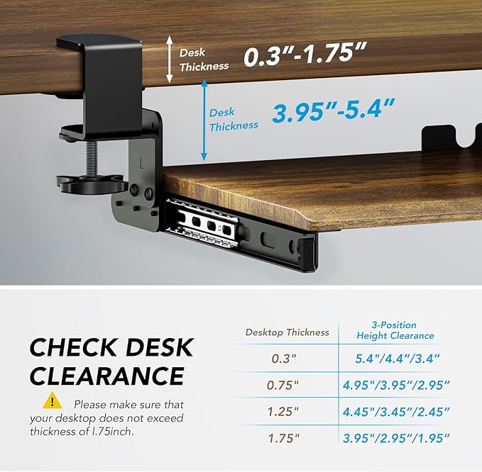 AX WABER Keyboard Tray Under Desk Pull Out