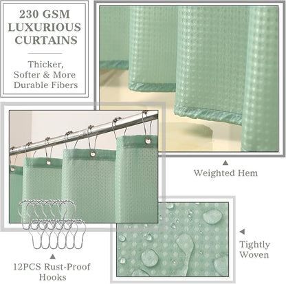 Sage Green Bathroom Accessories Set, 25 Pcs Bathroom Decor Set with Shower Curtain, Rugs, Trash Can, Soap Dispenser, Toothbrush Holder, Tumbler, Soap Dish, Storage Jars and Hooks for Guest Bath