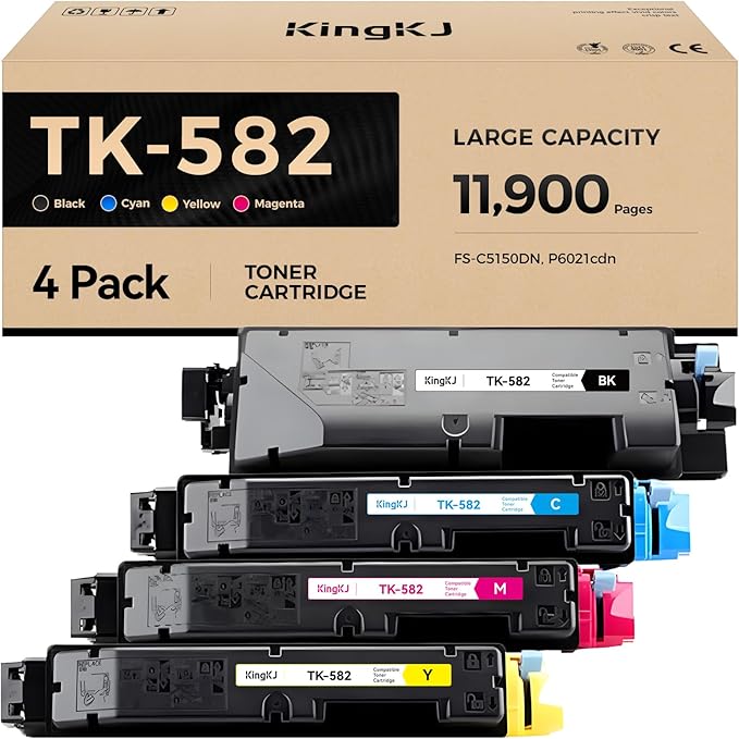 TK-582 TK582 Toner Cartridge Set 4-Pack High Yield Replacement
