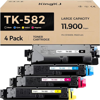 TK-582 TK582 Toner Cartridge Set 4-Pack High Yield Replacement