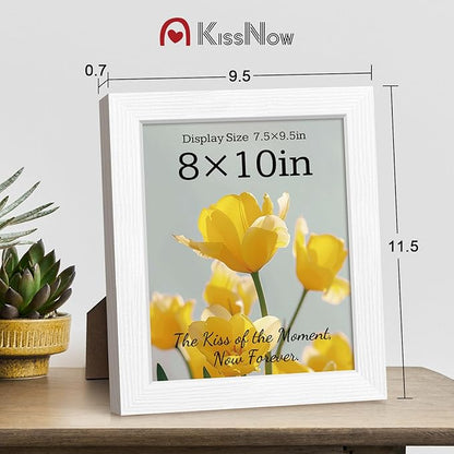 8x10 Picture Frame 4 Pack, White Solid Wood Gallery Photo Frame, Wall Hanging or Tabletop Display