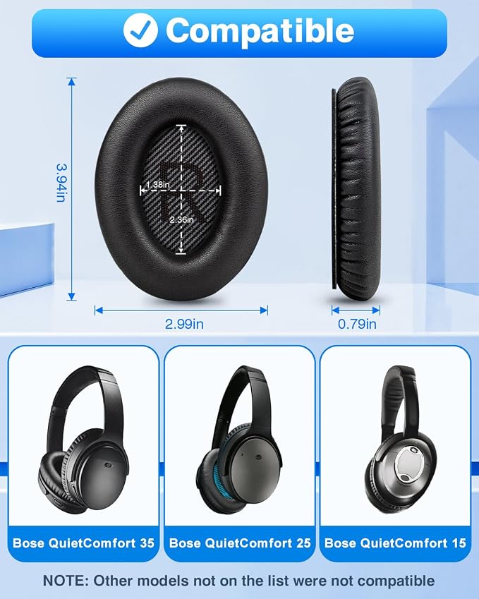 Link Dream Ear Pads for Bose Quiet Comfort 35 Soft Protein Leather Replacement