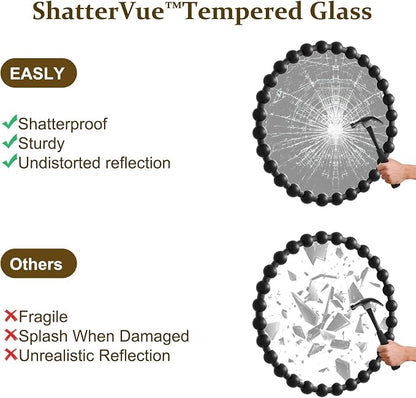 Easly Round Mirror for Wall, 32 Inch Black Beaded Frame Decorative Vanity Mirror, Circle Bathroom Mirror with High-Definition Lense, Modern Wall Decor for Bathroom, Living Room, Bedroom, Entryway