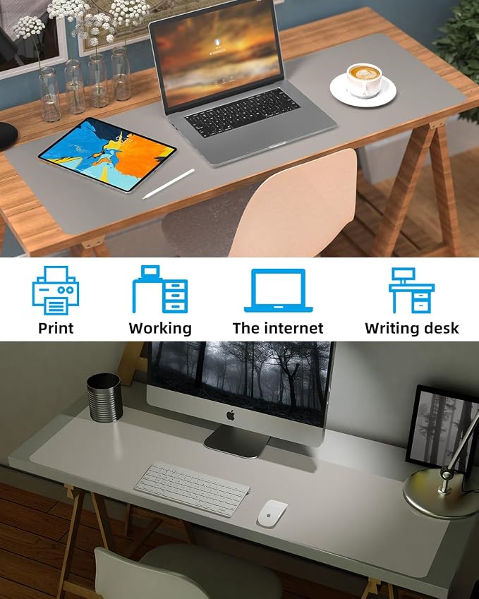 Leather Desk Pad & Protector, Large Mouse Pad & Blotter, Non-Slip PU Leather