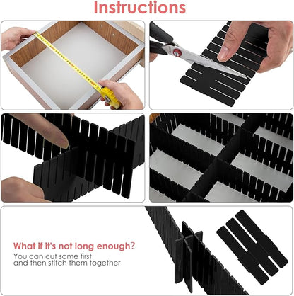 45 Pack Drawer Dividers, Plastic Adjustable Drawer Storage Organizer