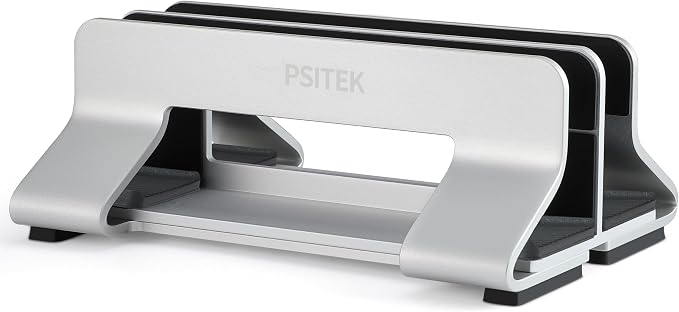 Aluminum Dual Vertical Laptop Stand Dock Holder, Supports 2 Devices, Adjustable